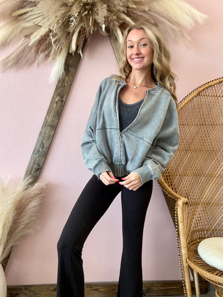 Acid Wash Jacket Jade Green
