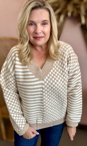 Checkered And Stripes Sweater