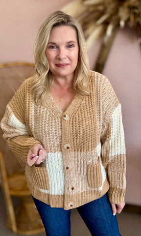 Oversized Checkered Cardigan