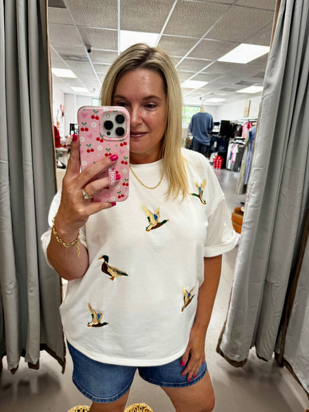Mallard Duck Embroidered Short Sleeve T-shirt
