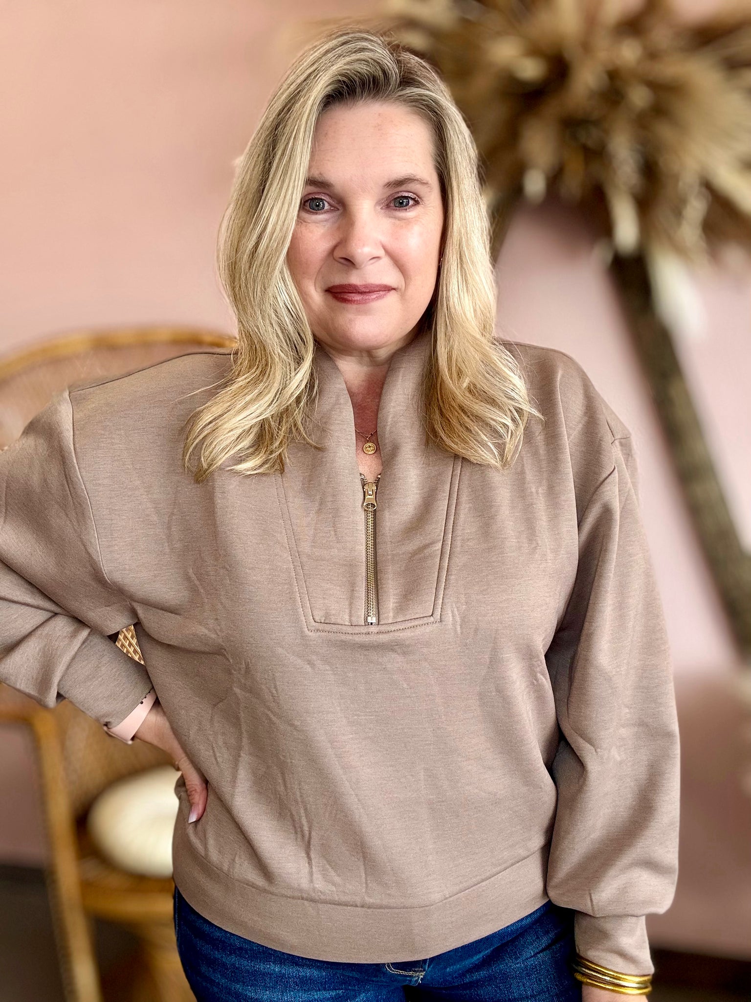 Scuba Gold Zipper Pullover Cocoa