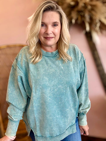 Exposed Seam Sweatshirt Ash Blue