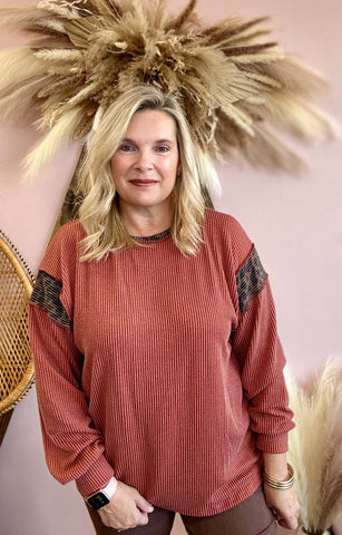 Ribbed Animal Print Top