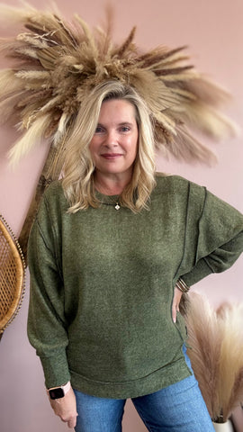 Seize The Day Sweater Top Olive