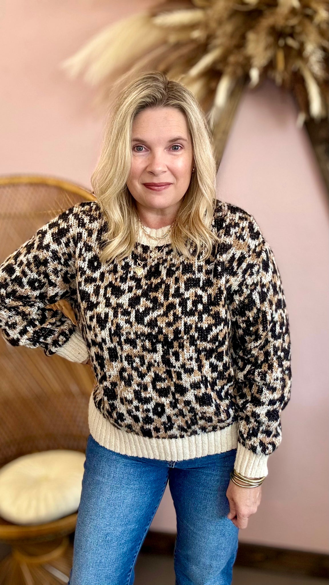 Playful Leopard Sweater Top
