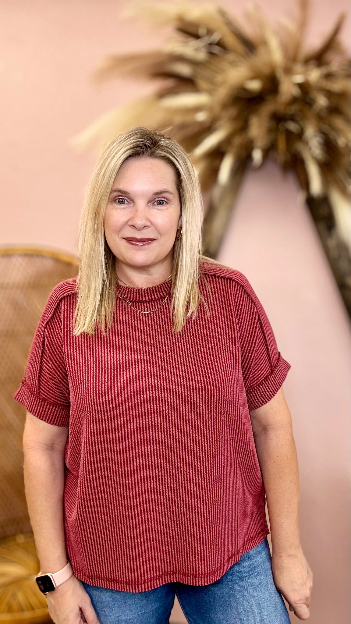 My Favorite Ribbed Top Burgandy