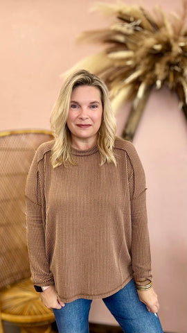 Everyday Favorite Ribbed Top Brown