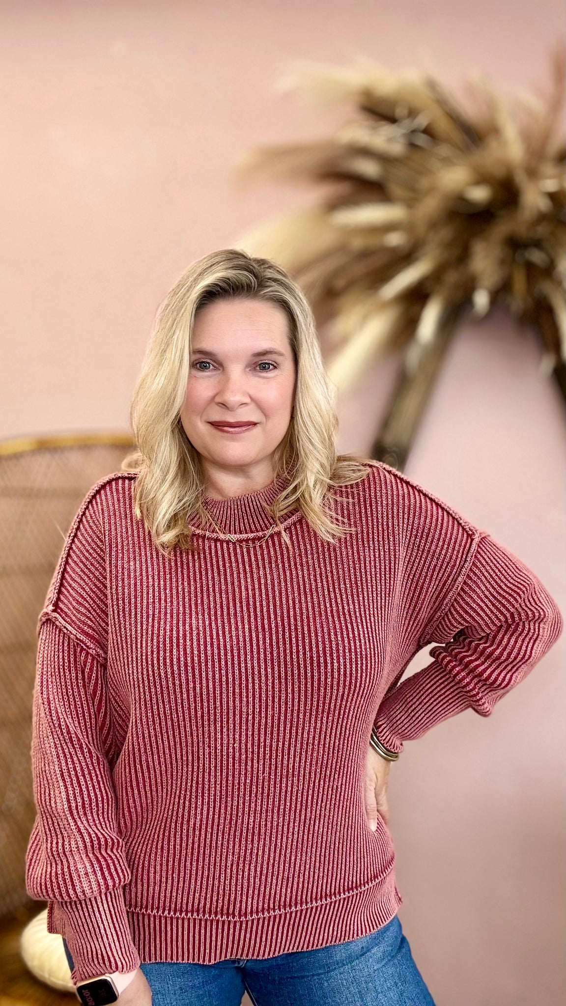 Just Another Day Sweater Top Cabernet