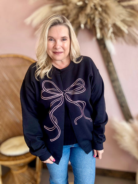 You Are So Loved Bow Cut Cardigan Top