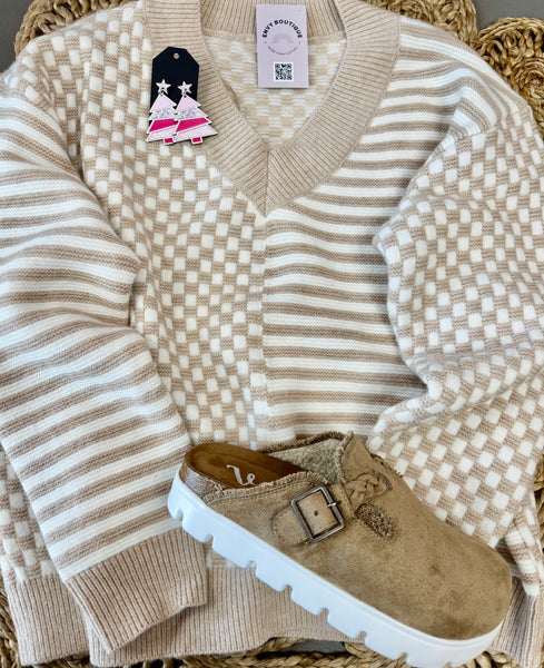 Checkered And Stripes Sweater
