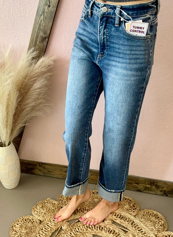 Risen High Rise Cuffed Jeans