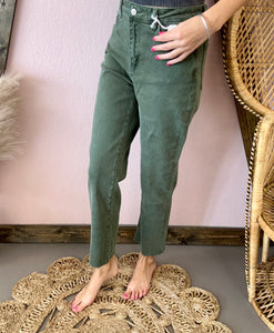Cropped Straight Jeans Olive