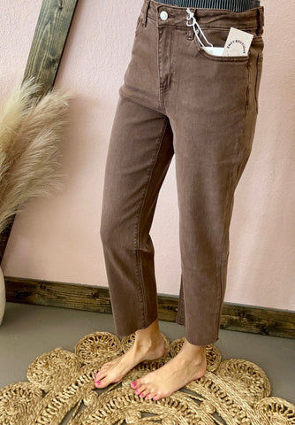 Cropped Straight Jeans Brown