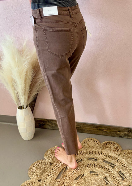 Cropped Straight Jeans Brown