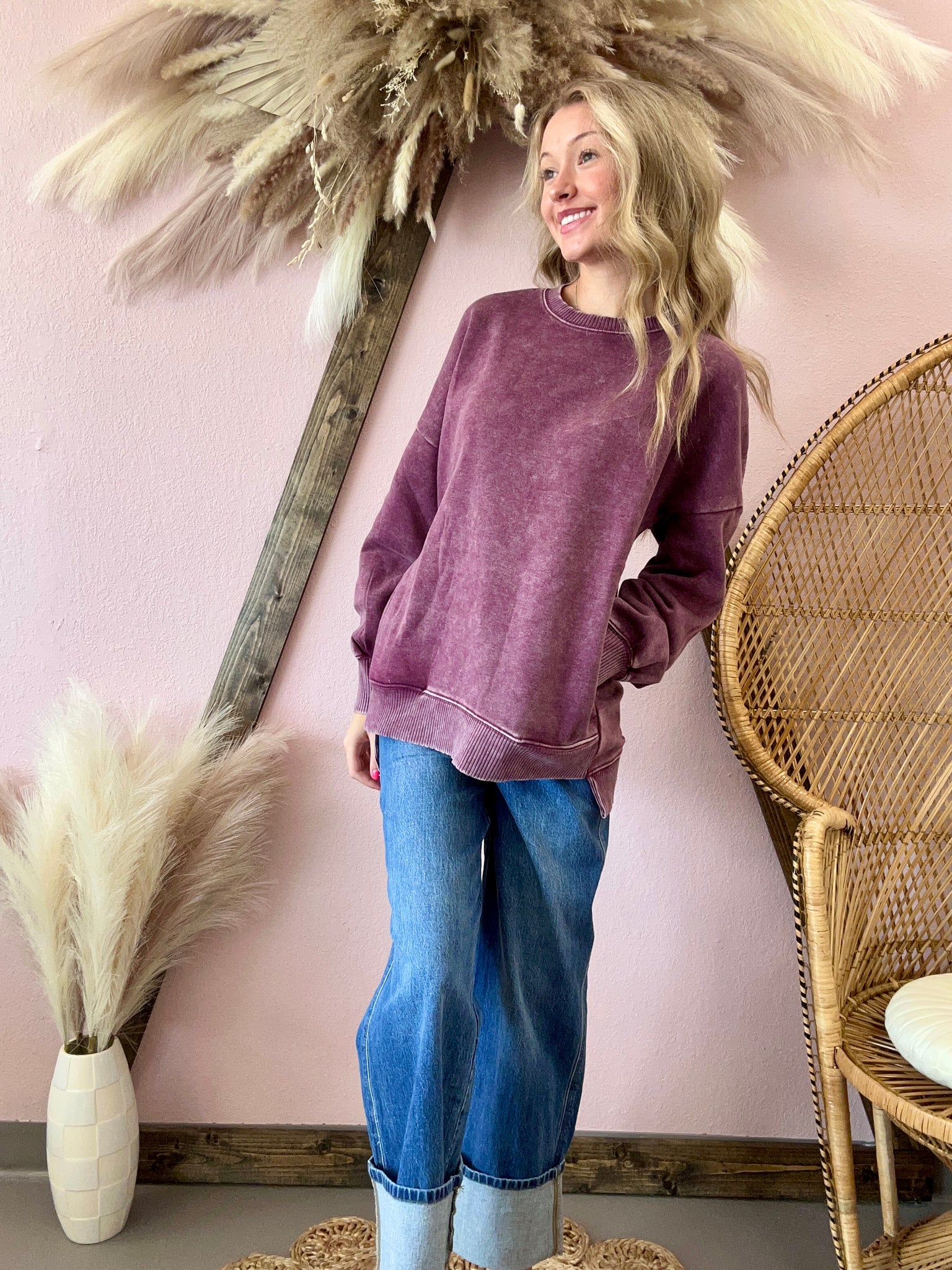 Kenna Pocket Sweatshirt Eggplant
