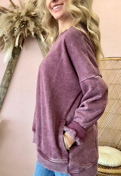 Kenna Pocket Sweatshirt Eggplant