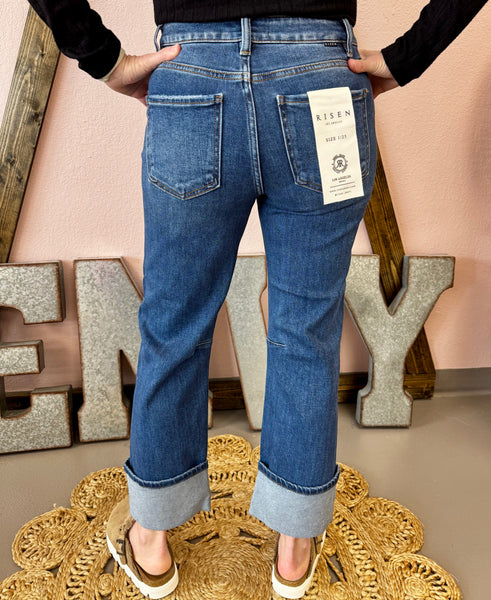 Risen Lora High Rise Straight Cuff Jeans