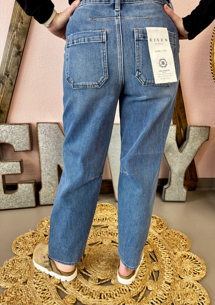 Risen Eva Barrel Mid Rise Jeans