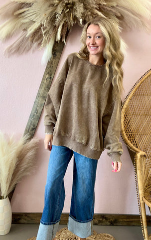 Oversized Fleece Pullover Mocha