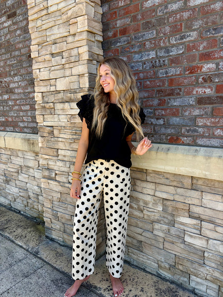 Polka Dot Print Wide Pants