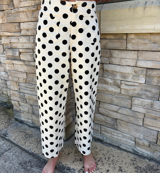 Polka Dot Print Wide Pants