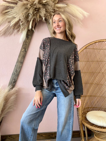 Urban Ribbed Fall Floral Top