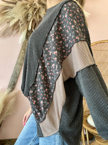 Urban Ribbed Fall Floral Top