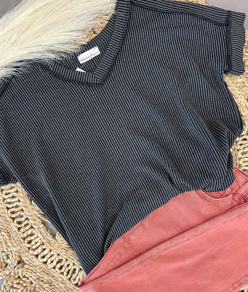 Your Favorite Ribbed Top Charcoal