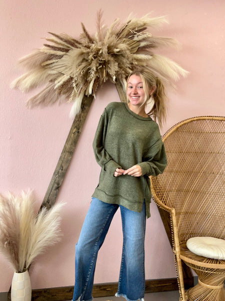 Seize The Day Sweater Top Olive