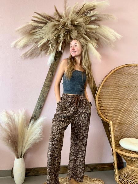 Leopard Print Flowy Pants