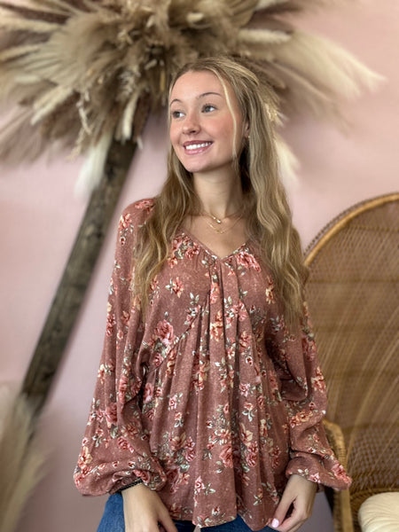 Flirty Fall Floral Babydoll Top