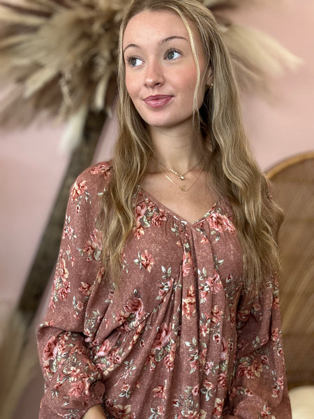Flirty Fall Floral Babydoll Top