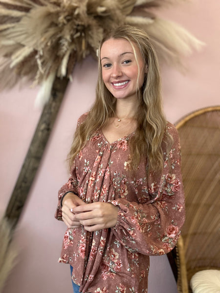 Flirty Fall Floral Babydoll Top