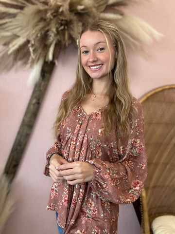 Flirty Fall Floral Babydoll Top