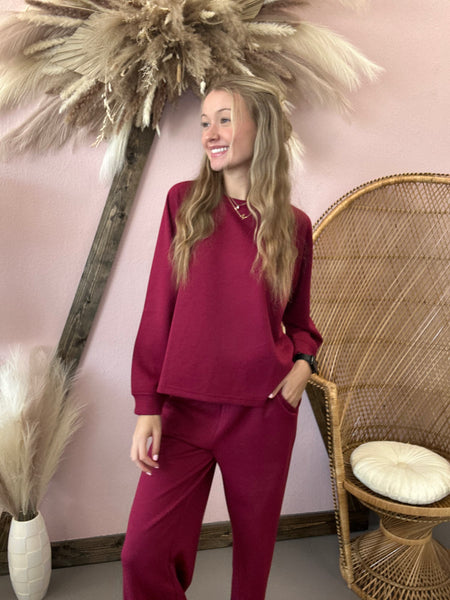 Scuba Pullover Pants Set Cabernet