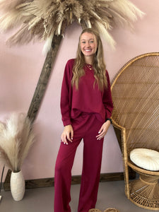 Scuba Pullover Pants Set Cabernet