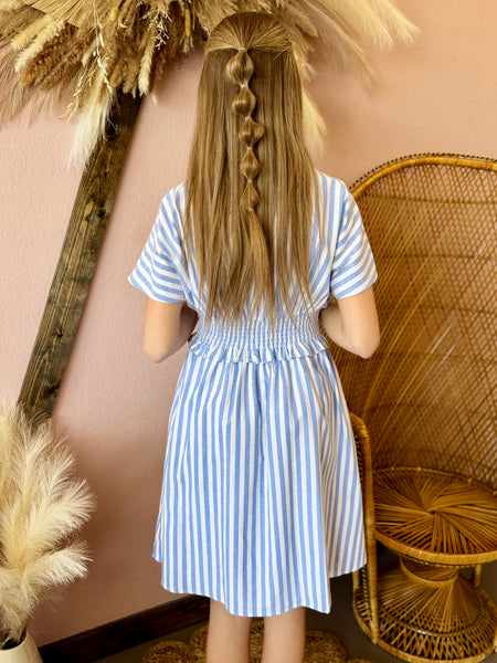 Drop Shoulder Stripe Mini Dress