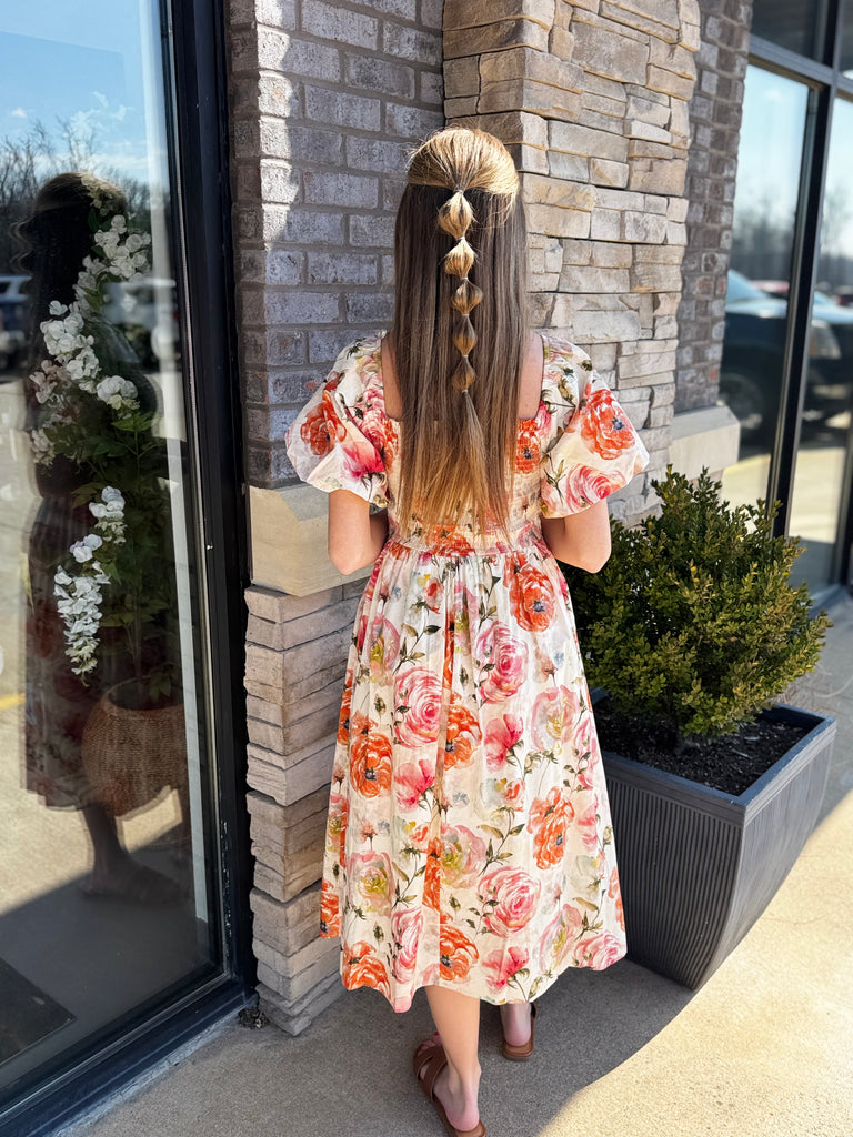 brunch midi dresses Brown Polka Dot Smocked Midi Dress | Women's Boutique Style