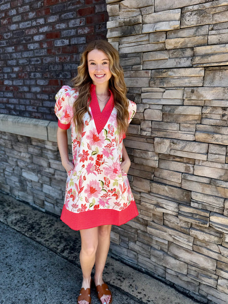 Magnolia Floral Puff Sleeve Mini Dress
