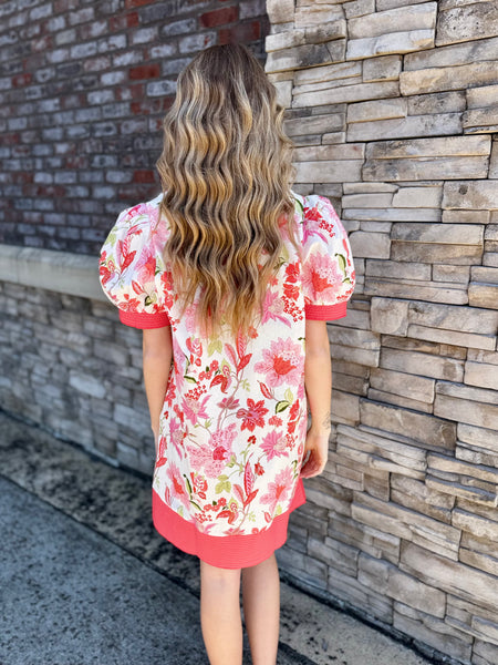 Magnolia Floral Puff Sleeve Mini Dress