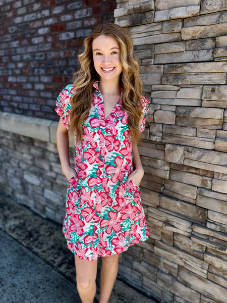 Rosie Floral Smocked V-Neck Puff Sleeve Dress