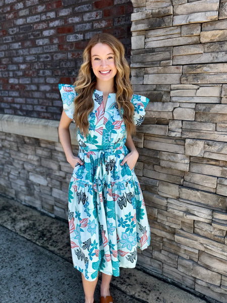 Garden Party Floral Tiered Midi Dress
