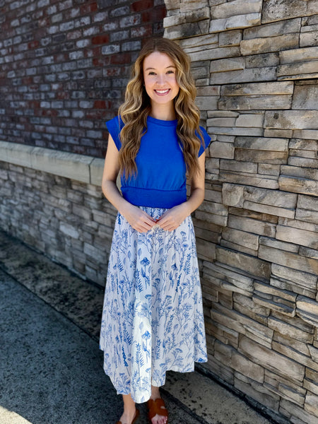 Floral Illusion Sweatshirt Midi Dress