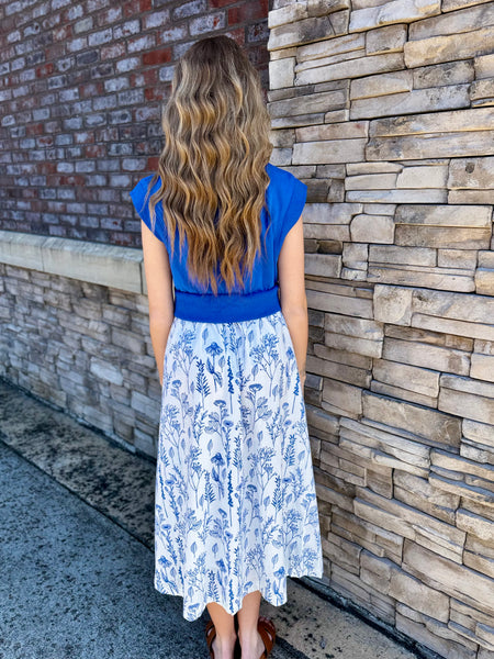 Floral Illusion Sweatshirt Midi Dress