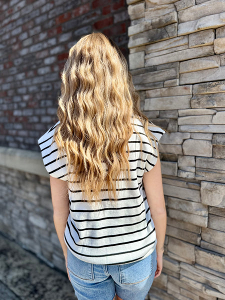 Stripe Collared Sweater Top