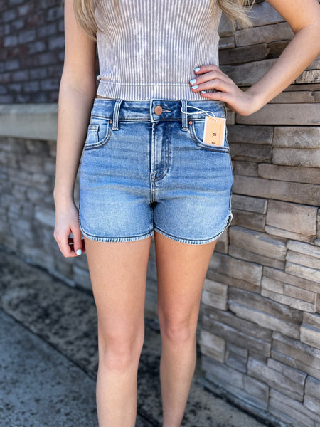 Risen High Rise Round Hem Shorts