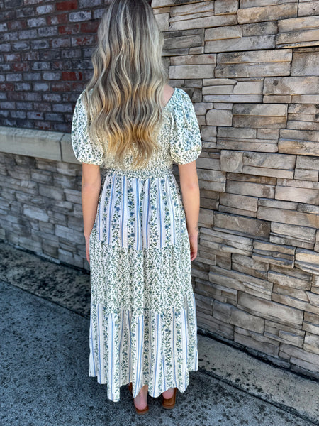 Meadow Bloom Vintage Floral Maxi Dress
