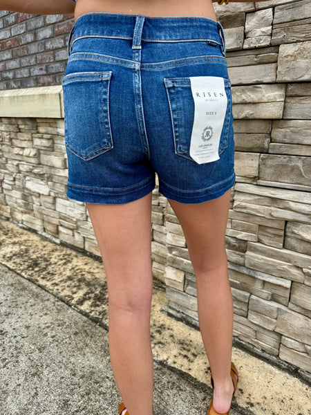 Sculpt & Stretch High Rise Side Slit Denim Shorts
