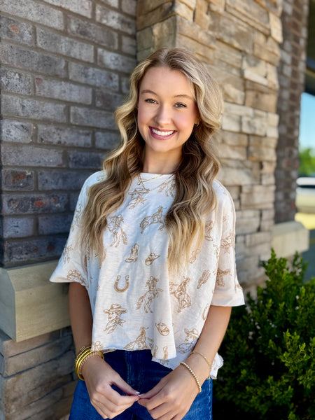 Western Graphic Knit Top
