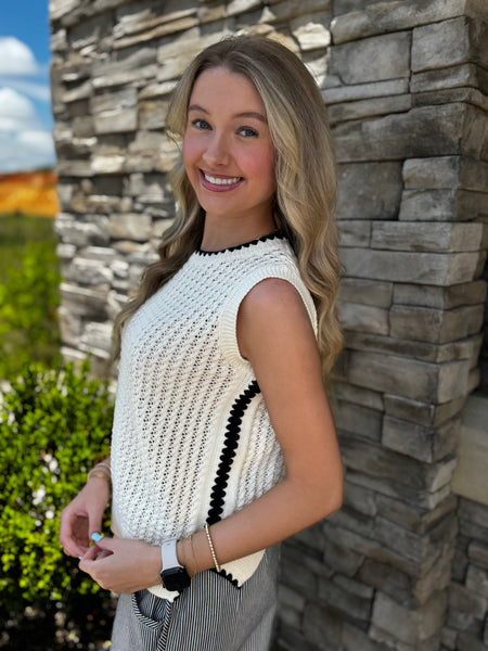 Scalloped Hem Sweater Tank Top